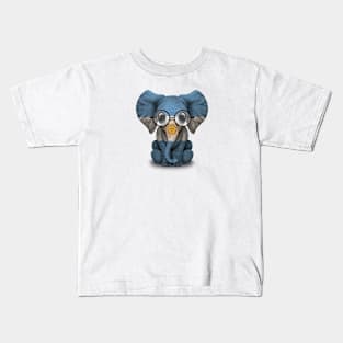 Baby Elephant with Glasses and Argentine Flag Kids T-Shirt